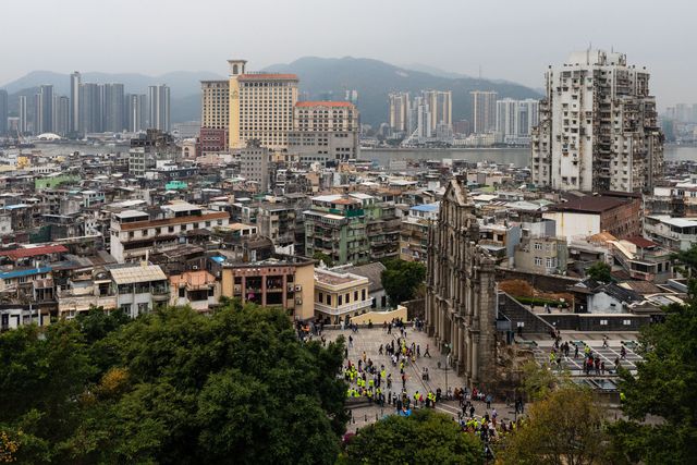 Vue des ruines de Saint Paul à Macao, le 15 décembre 2019