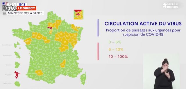 La carte des départements au 1er mai 2020.